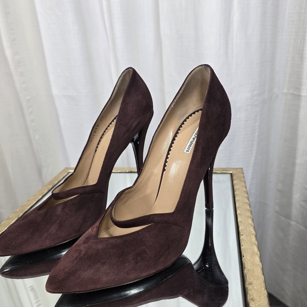 Emporio Armani Burgundy Suede Stiletto Heels - Picture 5 of 16